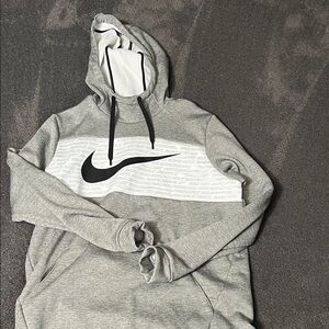 Nike Men's Gray and White Hoodie